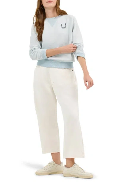 Lee Horsehoe Logo Raglan Sve Cotton Blend Sweatshirt In Blue