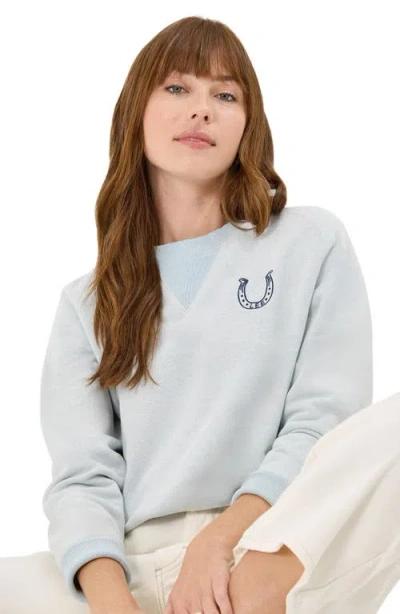 Lee Horsehoe Logo Raglan Sve Cotton Blend Sweatshirt In Blue