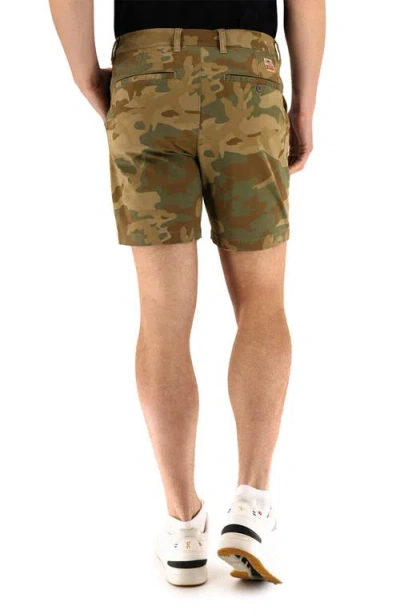 Devil-dog Dungarees Camo Print 7-inch Performance Stretch Chino Shorts In Dusty Camo