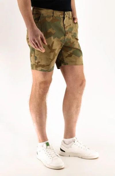 Devil-dog Dungarees Camo Print 7-inch Performance Stretch Chino Shorts In Dusty Camo