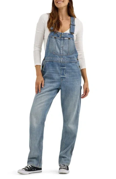Lee Slim Straight Leg Denim Overalls In Blue Glimmer