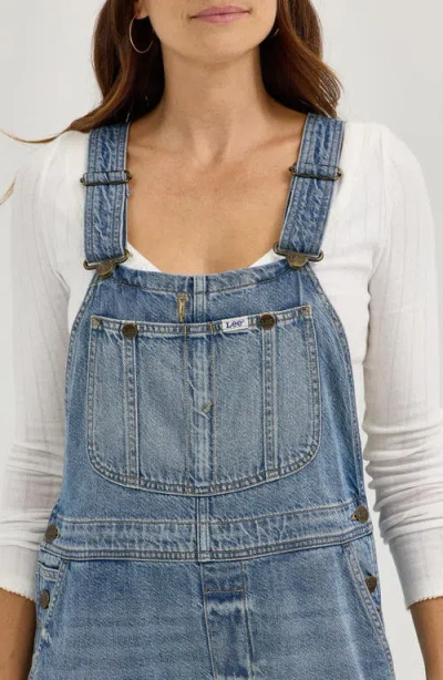 Lee Slim Straight Leg Denim Overalls In Blue Glimmer