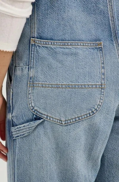 Lee Slim Straight Leg Denim Overalls In Blue Glimmer