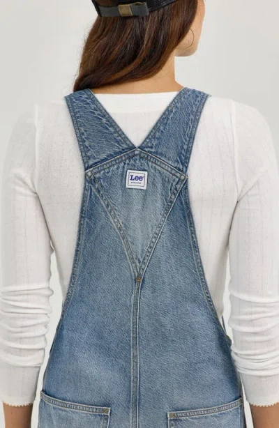 Lee Slim Straight Leg Denim Overalls In Blue Glimmer