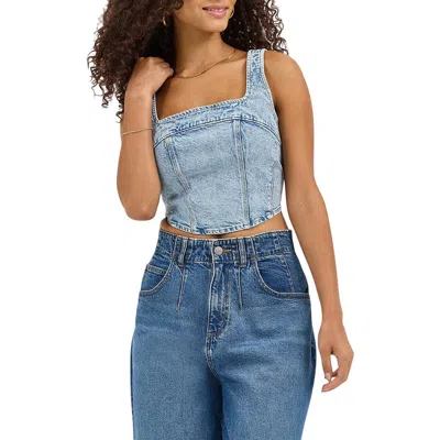 Lee Denim Corset Top In Royal Indigo