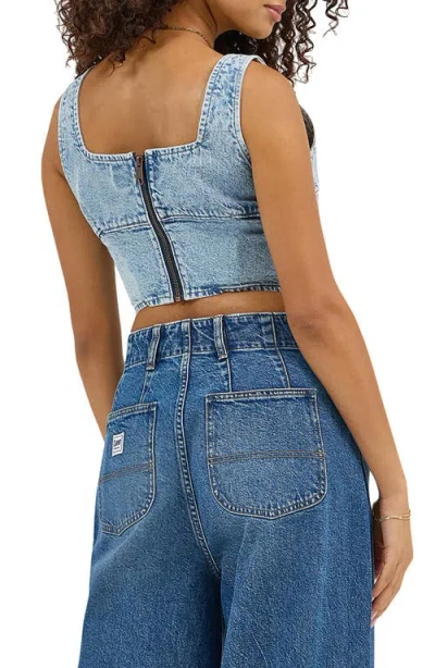 Lee Denim Corset Top In Royal Indigo