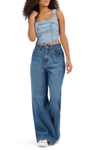 Lee Denim Corset Top In Royal Indigo