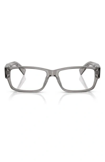Prada 57mm Rectangular Optical Glasses In Transparent Grey B09vf57