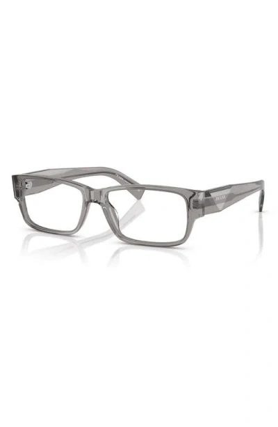 Prada 57mm Rectangular Optical Glasses In Transparent Grey B09vf57
