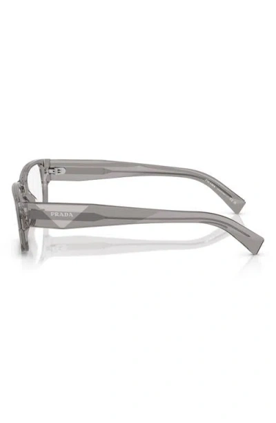 Prada 57mm Rectangular Optical Glasses In Transparent Grey B09vf57