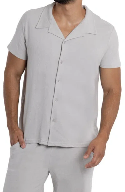 Spring + Mercer Relaxed Cotton & Hemp Button-down Polo In Gray