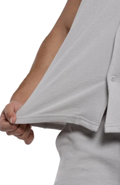 Spring + Mercer Relaxed Cotton & Hemp Button-down Polo In Gray