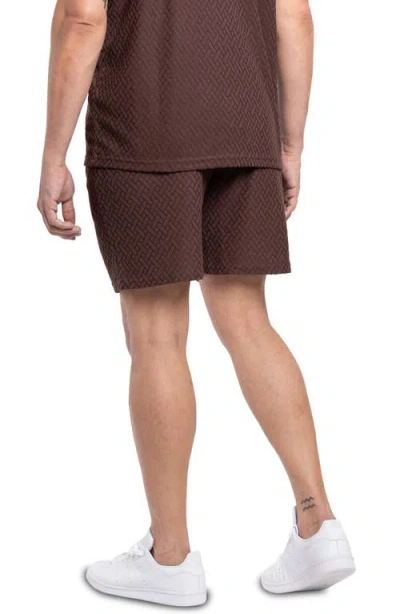 Spring + Mercer Casual Jacquard Terry Shorts In Dusty Chocolate