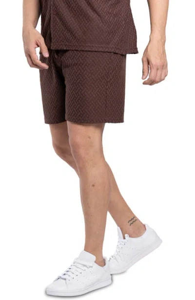 Spring + Mercer Casual Jacquard Terry Shorts In Dusty Chocolate