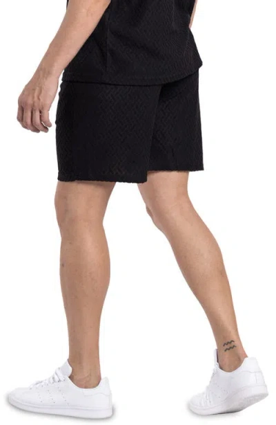 Spring + Mercer Casual Jacquard Terry Shorts In Black