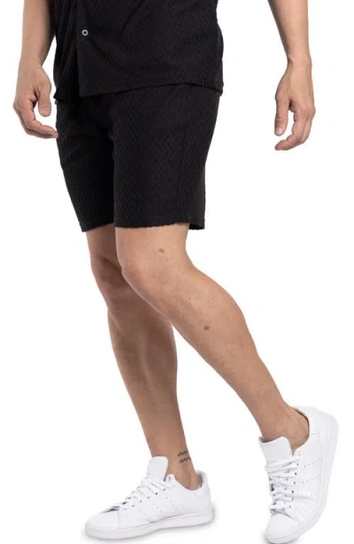 Spring + Mercer Casual Jacquard Terry Shorts In Black