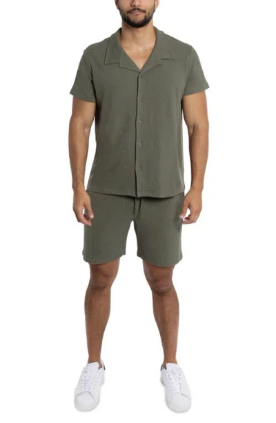 Spring + Mercer Relaxed Drawstring Shorts In Dusty Olive