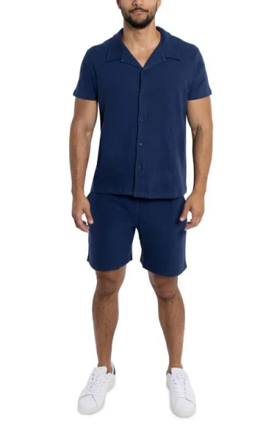 Spring + Mercer Relaxed Drawstring Shorts In Midnight Blue