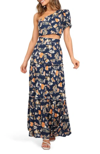 Petal And Pup Petal & Pup Deaville Floral Tiered Maxi Skirt In Blue