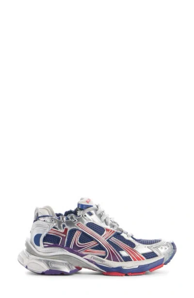 Balenciaga Mesh Panel Runner Sneakers Reflective Elements In Blue