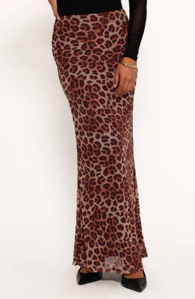 Petal And Pup Petal & Pup Cici Leopard Print Mesh Maxi Skirt In Brown