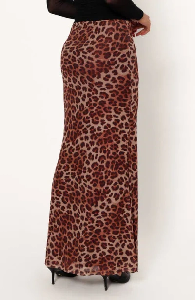 Petal And Pup Petal & Pup Cici Leopard Print Mesh Maxi Skirt In Brown