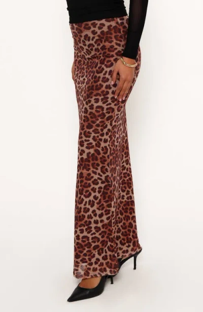 Petal And Pup Petal & Pup Cici Leopard Print Mesh Maxi Skirt In Brown