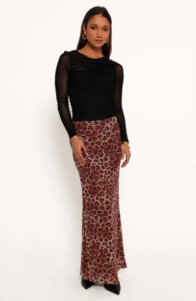Petal And Pup Petal & Pup Cici Leopard Print Mesh Maxi Skirt In Brown