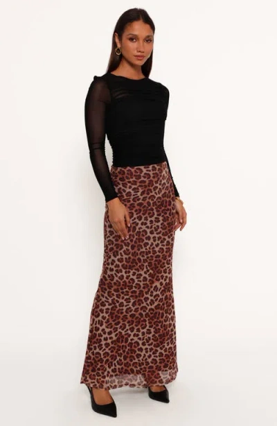 Petal And Pup Petal & Pup Cici Leopard Print Mesh Maxi Skirt In Brown