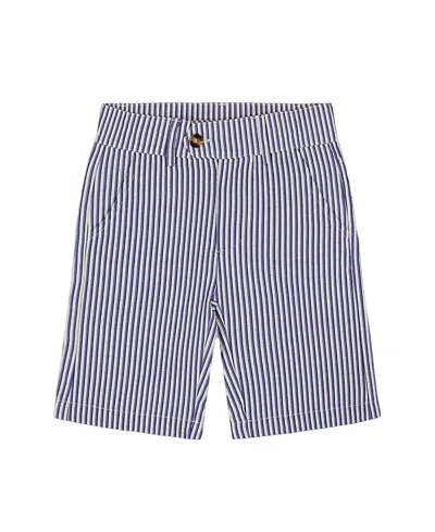 Deux Par Deux Boy's Slant Pocket Bermuda Shorts Royal Blue Striped In Cream Striped Blue
