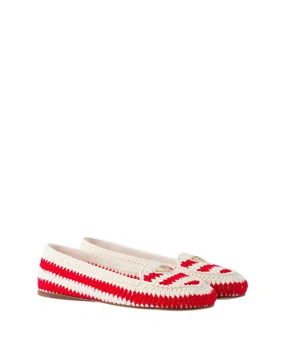 Prada Embroidered Crochet Loafers In Multi