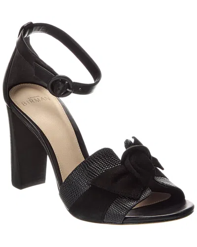 Alexandre Birman Maxi Clarita Block 90 Embossed Leather & Suede Sandal In Black