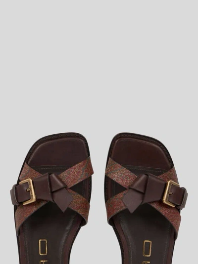 Etro Paisley-pattern Slides In Braun