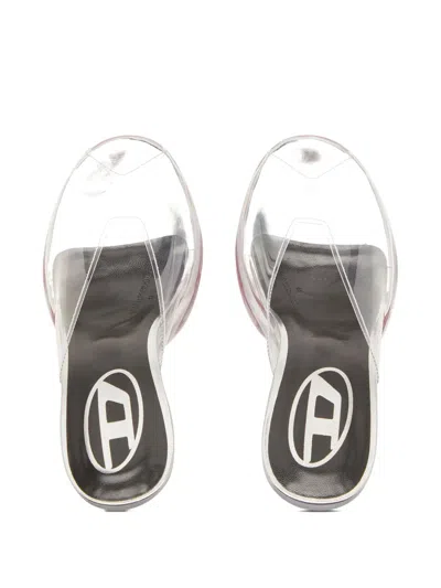 Diesel Heel Sandals With Transparent Platform Sole In White