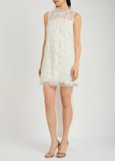 Self-portrait Self Portrait 'white Tulle Satin Bow Mini' Dress