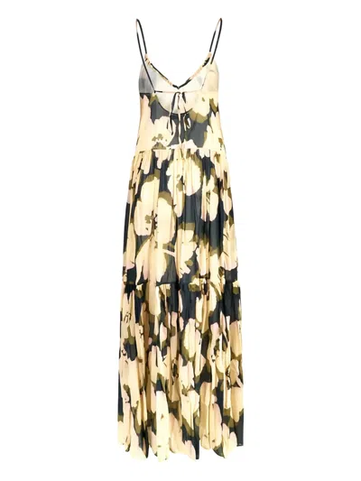 Roberto Collina Blue Cotton Silk Dresses In Multi