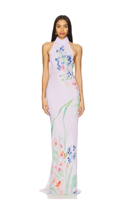 Sau Lee Gillian Floral Dress In Lavender Multi