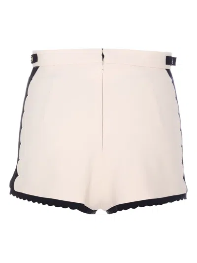Elisabetta Franchi High Waist Scalloped Hem Shorts With Contrast Trim In Pink