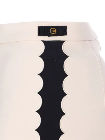 Elisabetta Franchi High Waist Scalloped Hem Shorts With Contrast Trim In Pink