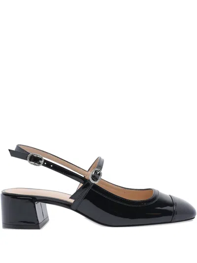 Stuart Weitzman Kenna Block Slingback 45 In Black