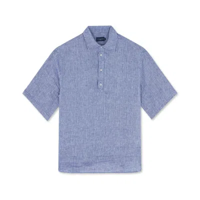 Paul & Shark Camicia Popover In Lino In Blu
