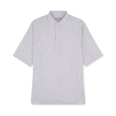 Paul & Shark Camicia In Lino Popover Manica Corta In Bianco Righe Beige