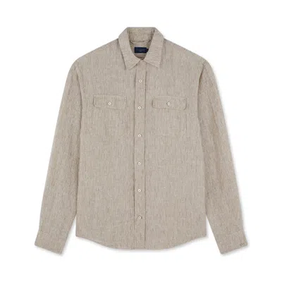 Paul & Shark Overshirt In Lino In Sabbia