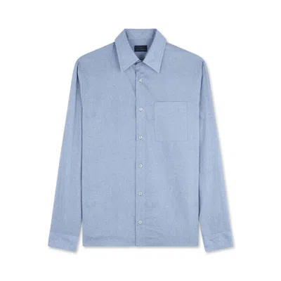 Paul & Shark Camicia In Cotone Con Micro-pattern In Stampa Floreale Avio