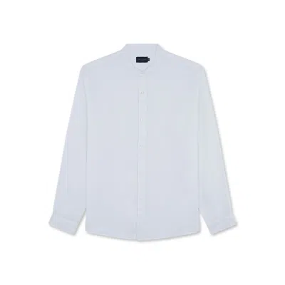 Paul & Shark Camicia In Lino Con Colletto Alla Coreana In Bianco