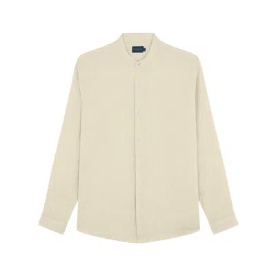 Paul & Shark Camicia In Lino Con Colletto Alla Coreana In Beige