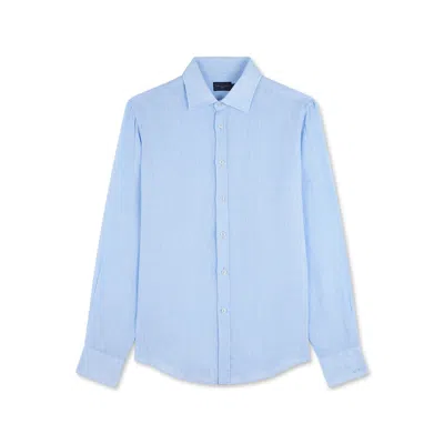 Paul & Shark Camicia In Lino Con Collo Alla Francese In Azzurro