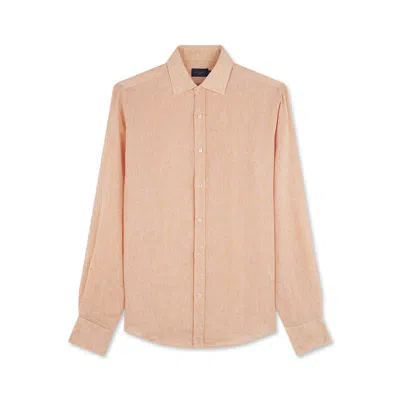 Paul & Shark Camicia In Lino Con Collo Alla Francese In Arancio