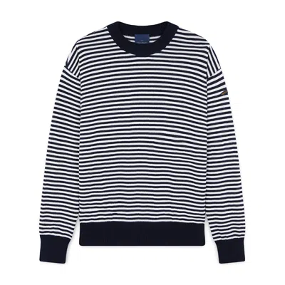 Paul & Shark Maglia Girocollo In Cotone Con Motivo A Righe In Bianco - Blu