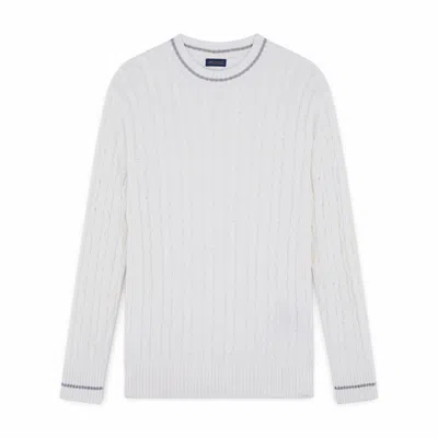 Paul & Shark Maglia Girocollo In Cotone E Cashmere Con Intarsi In Bianco